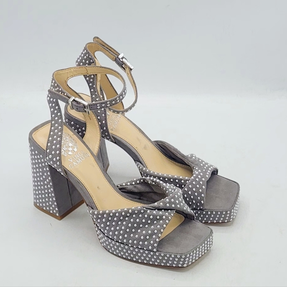 Vince Camuto Pedrana Studded Platform Sandals In Gray and Silver Size 7 M